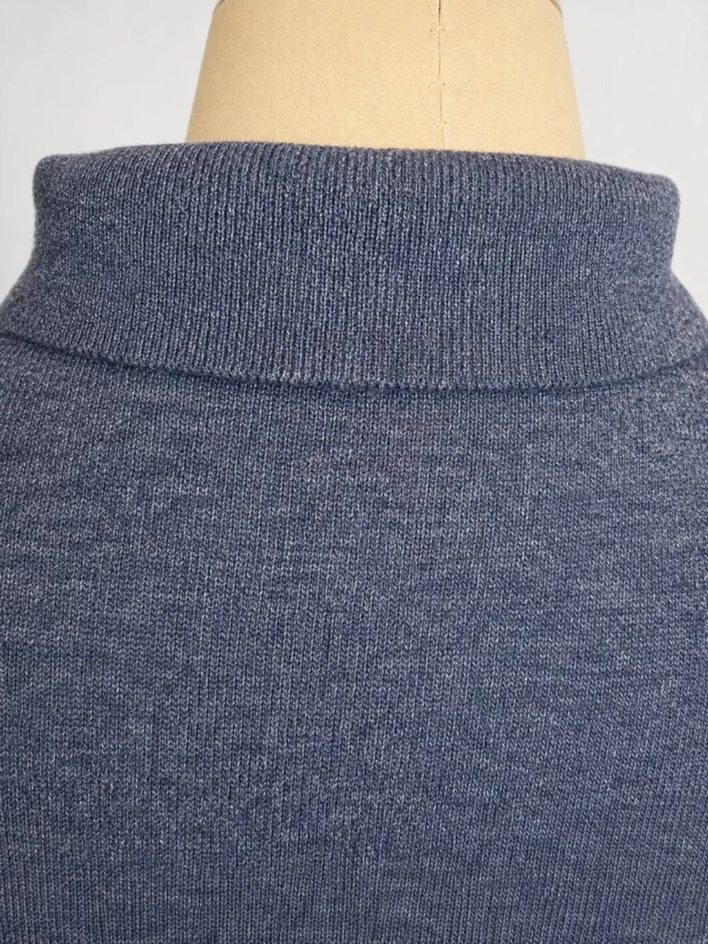 AMARO Made in Italy Blue Gray Merino Wool Cashmere Angora Knit Polo Sweater